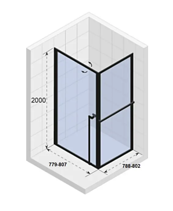 Čtvercový sprchový kout Riho LUCID GD201, GD208B080, sklo 6 mm, 80 x 80 cm, černý matný Beperkt Aanbod