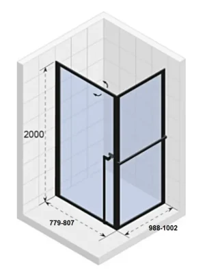 Expresní Doručení Obdélníkový sprchový kout Riho LUCID GD201, GD208B100, sklo 6 mm, 100 x 80 cm, černý matný