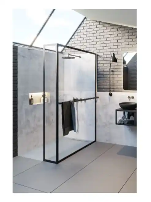 Pevná sprchová zástěna Riho LUCID GD402, GD409B030, 90 cm, sklo 6 mm, černá matná Uitverkoop