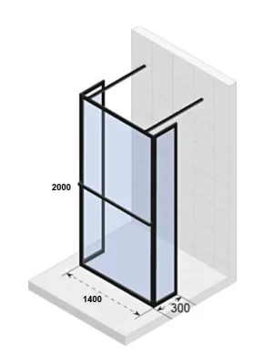 Tovární Cena Pevná sprchová skleněná zástěna Riho LUCID GD404, GD314B030, sklo 6 mm, černá matná,140 cm