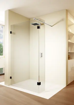 Pevná sprchová zástěna s krátkým rohovým zakončením Riho SCANDIC NXT X402, 120 cm, černá Speciale Aanbieding