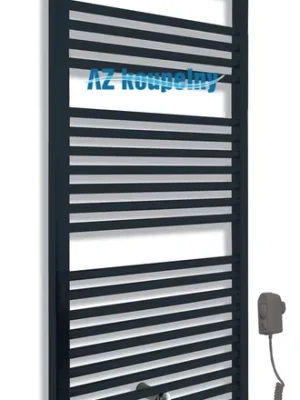 Veilige Betaling Elektrický topný žebřík Neriet Primo-N, s šedým termostatem RE, 600 x 1424 mm, černá lesk