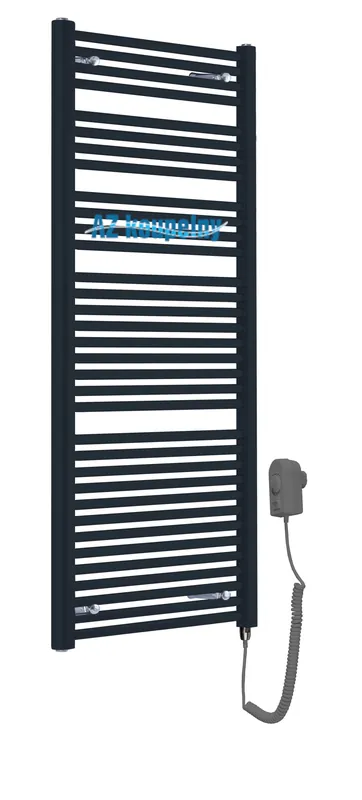 Elektrický koupelnový žebřík Neriet Paris černá matná, el. tyč EL.05RE šedá, 600 x 1712 mm Finale Uitverkoop