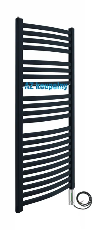 Weekendaanbieding Elektrický koupelnový radiátor Neriet Paris Rondo, barva černá lesklá, s termostatem RC chrom, rozměr 600 x 1232 mm