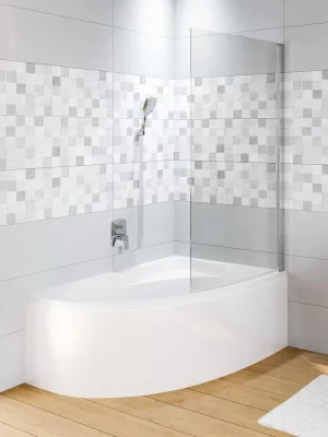 Vanová otočná zástěna Riho NOVIK Z108 Lyra, pravé provedení, čiré sklo 6 mm, 150 x 90 cm Lage Prijs