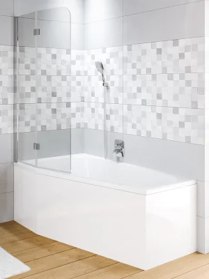 Alleen Vandaag 2-dílná vanová otočná zástěna Riho NOVIK Z500 na vanu Delta, čiré sklo 6 mm, 150 x 90 cm