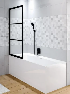 Poslední Šance Jedno dílná vanová zástěna Riho GRID GB501, zakalené sklo 6 mm, 150 x 80 cm, levá