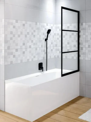 Jedno dílná vanová zástěna Riho GRID GB501, zakalené sklo 6 mm, 150 x 80 cm, pravá Výprodej