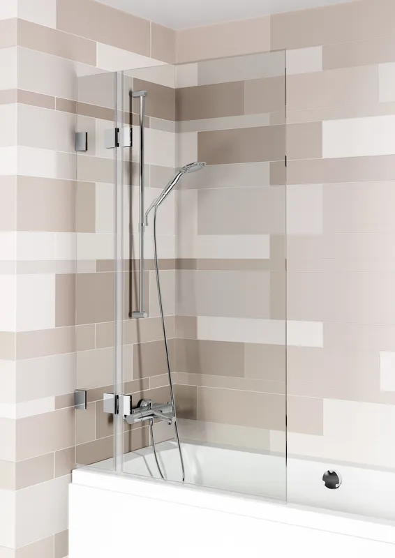 Bestseller 2-dílná vanová zástěna Riho SCANDIC NXT X109V, levé otevírání ven, s panty v chromu, 90 cm