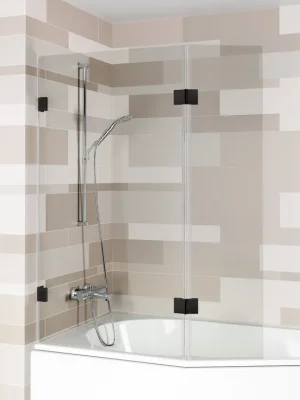 Dvoudílná vanová zástěna Riho SCANDIC NXT X500 pro vany Geta 160 cm a vany Doppio, strana levá, barva pantů černá, šíře 1115 mm Premium