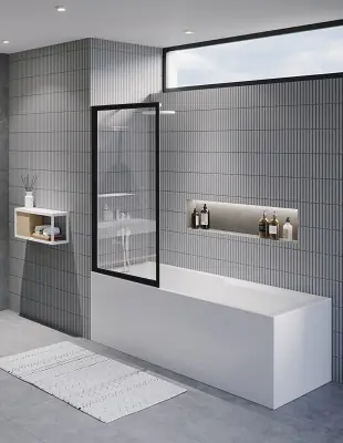 Vanová zástěna Riho LUCID GD501, čiré sklo 6 mm, levé i pravé provedení, černý rám, 80 cm Shop Nu