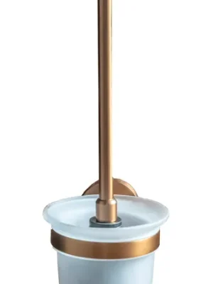 Weekendaanbieding WC štětka se skleněnou miskou Bemeta AMBER, 155113017, černý kartáč, měděná zlatá /sklo