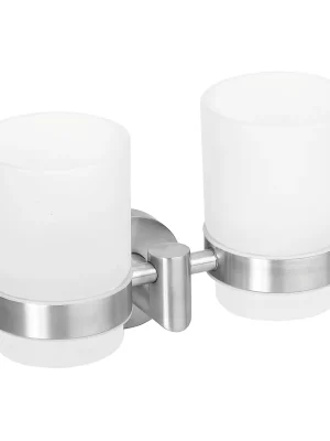 Weekendaanbieding Nástěnný dvojitý držák kartáčků Bemeta NEO, 104210025 nerez / mléčné sklo